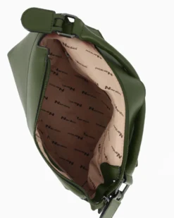 NARDINI - Borsa un manico verde con patta diagonale e tasca posteriore, tracolla removibile