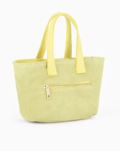 NARDINI - Minibag gialla scamosciata in VERA PELLE con tasca posteriore, tracolla removibile - MADE IN ITALY