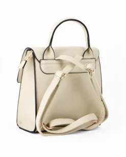 NARDINI - Zaino beige con tasca frontale e morsetto sulla patta