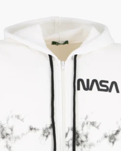 NASA - FELPA BIANCA CON CAPPUCCIO E ZIP DA UOMO