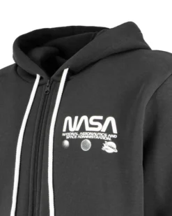 NASA - FELPA NERA DA UOMO CON ZIP E CAPPUCCIO