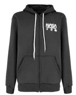 NASA - FELPA NERA DA UOMO CON ZIP E CAPPUCCIO