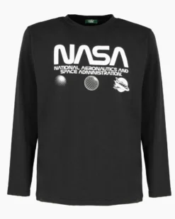 NASA - MAGLIA MANICA LUNGA NERA DA UOMO CON LOGO