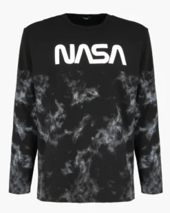 NASA - MAGLIA MANICA LUNGA NERA DA UOMO