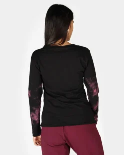 NASA - Tshirt nera a manica lunga da donna con logo