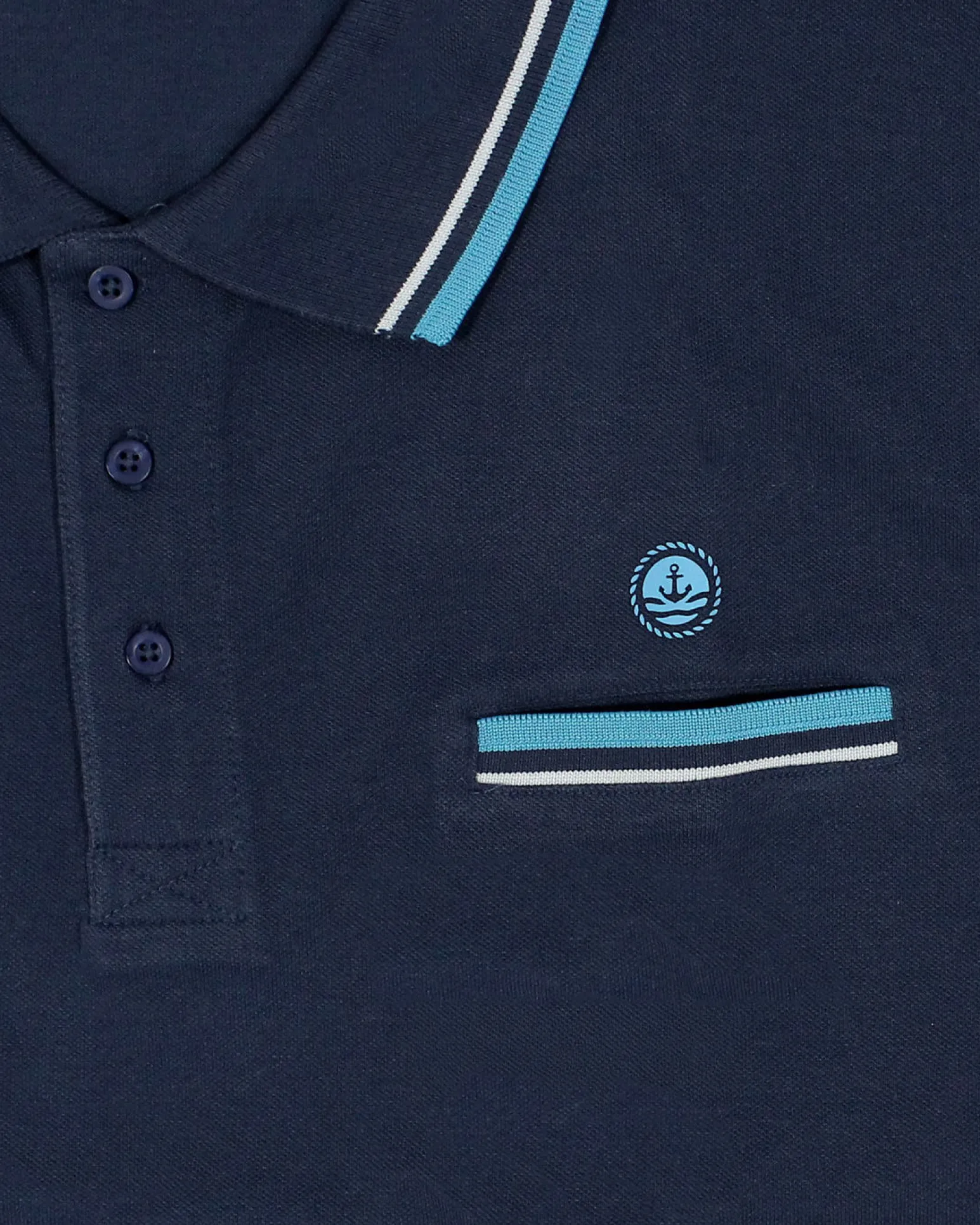 NAVY SAIL - Polo over manica corta denim