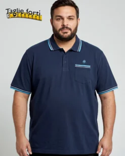 NAVY SAIL - Polo over manica corta denim
