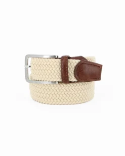 NAZARENO GABRIELLI - Cinta beige intrecciata ed elasticizzata da uomo