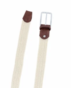 NAZARENO GABRIELLI - Cinta beige intrecciata ed elasticizzata da uomo