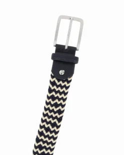 NAZARENO GABRIELLI - Cinta bianca/blu intrecciata ed elasticizzata da uomo