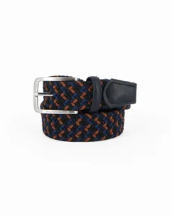 NAZARENO GABRIELLI - Cinta blu/nera/marrone intrecciata ed elasticizzata da uomo