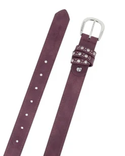 NAZARENO GABRIELLI - Cinta bordeaux da donna con passanti con borchie e strass