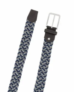 NAZARENO GABRIELLI - Cinta grigia/avio intrecciata ed elasticizzata da uomo