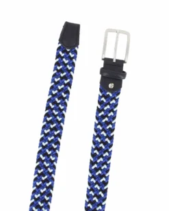NAZARENO GABRIELLI - Cinta nera/blu intrecciata ed elasticizzata da uomo