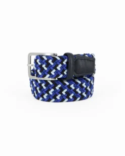 NAZARENO GABRIELLI - Cinta nera/blu intrecciata ed elasticizzata da uomo