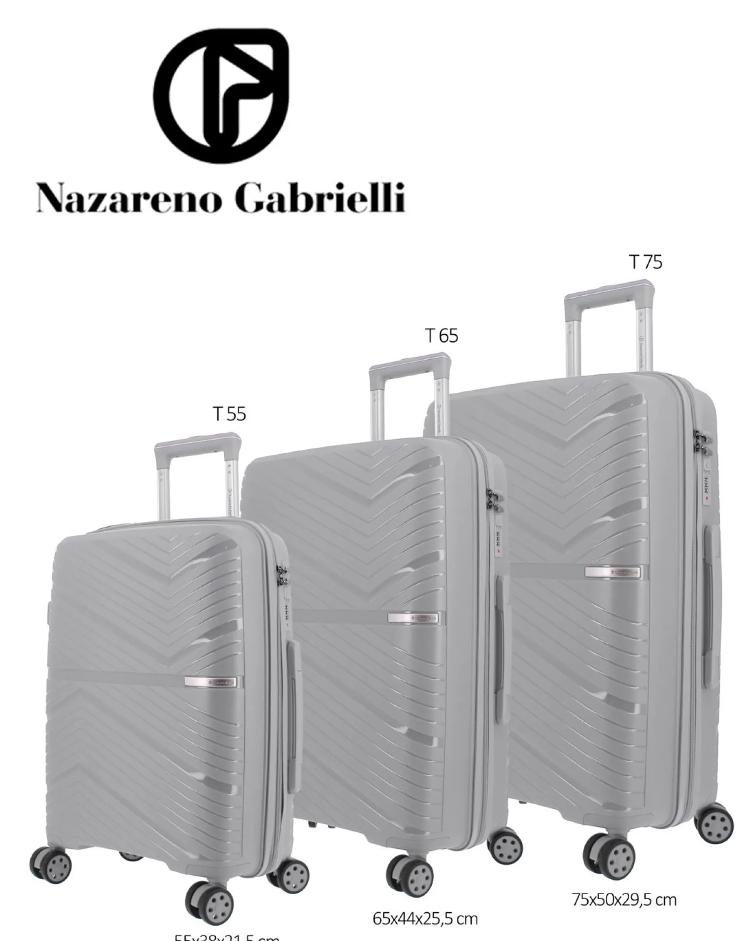 NAZARENO GABRIELLI - TROLLEY ARGENTO IN ABS 4 RUOTE