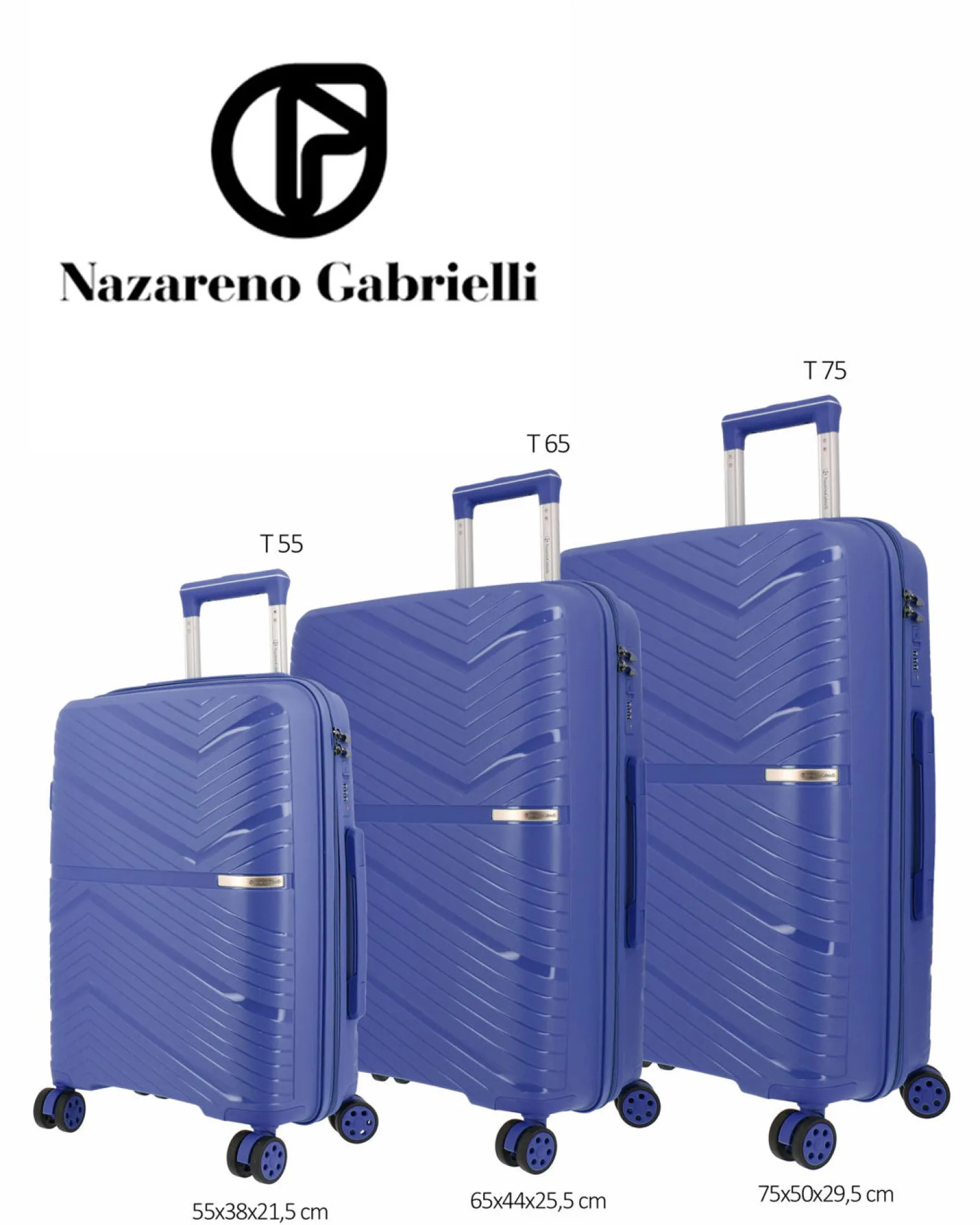 NAZARENO GABRIELLI - TROLLEY BLU IN ABS 4 RUOTE