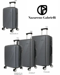 NAZARENO GABRIELLI - TROLLEY GRIGIO IN ABS 4 RUOTE