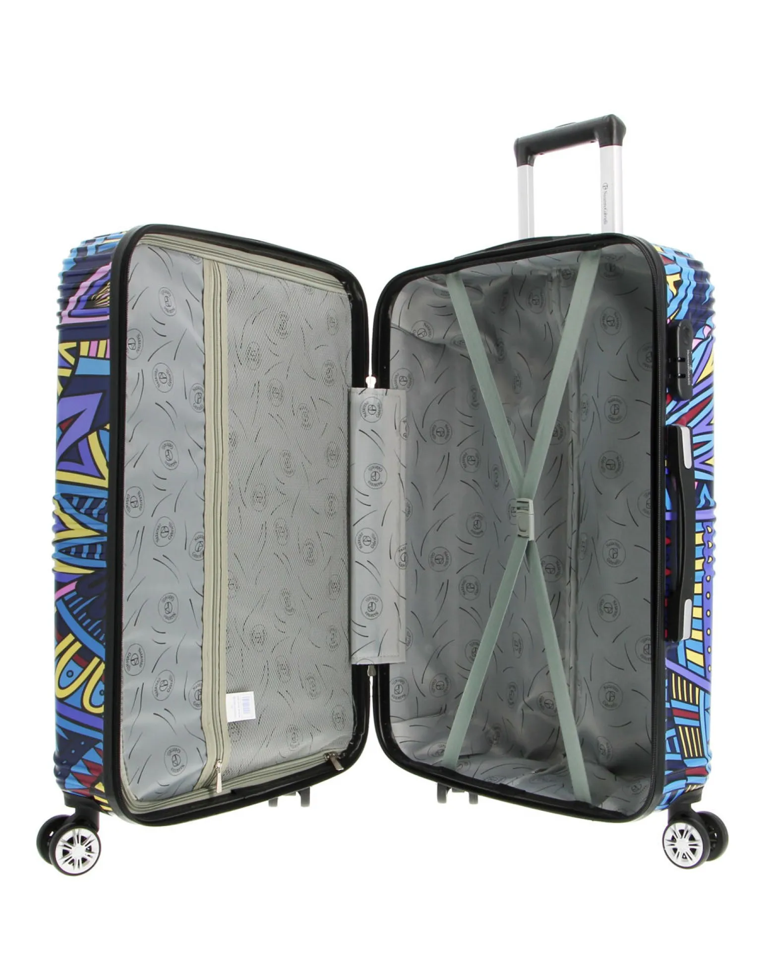 NAZARENO GABRIELLI - TROLLEY IN ABS 4 RUOTE STAMPE GEOMETRICHE