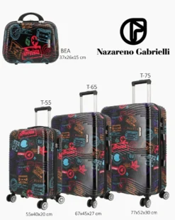 NAZARENO GABRIELLI - TROLLEY 4 RUOTE IN ABS CON STAMPE