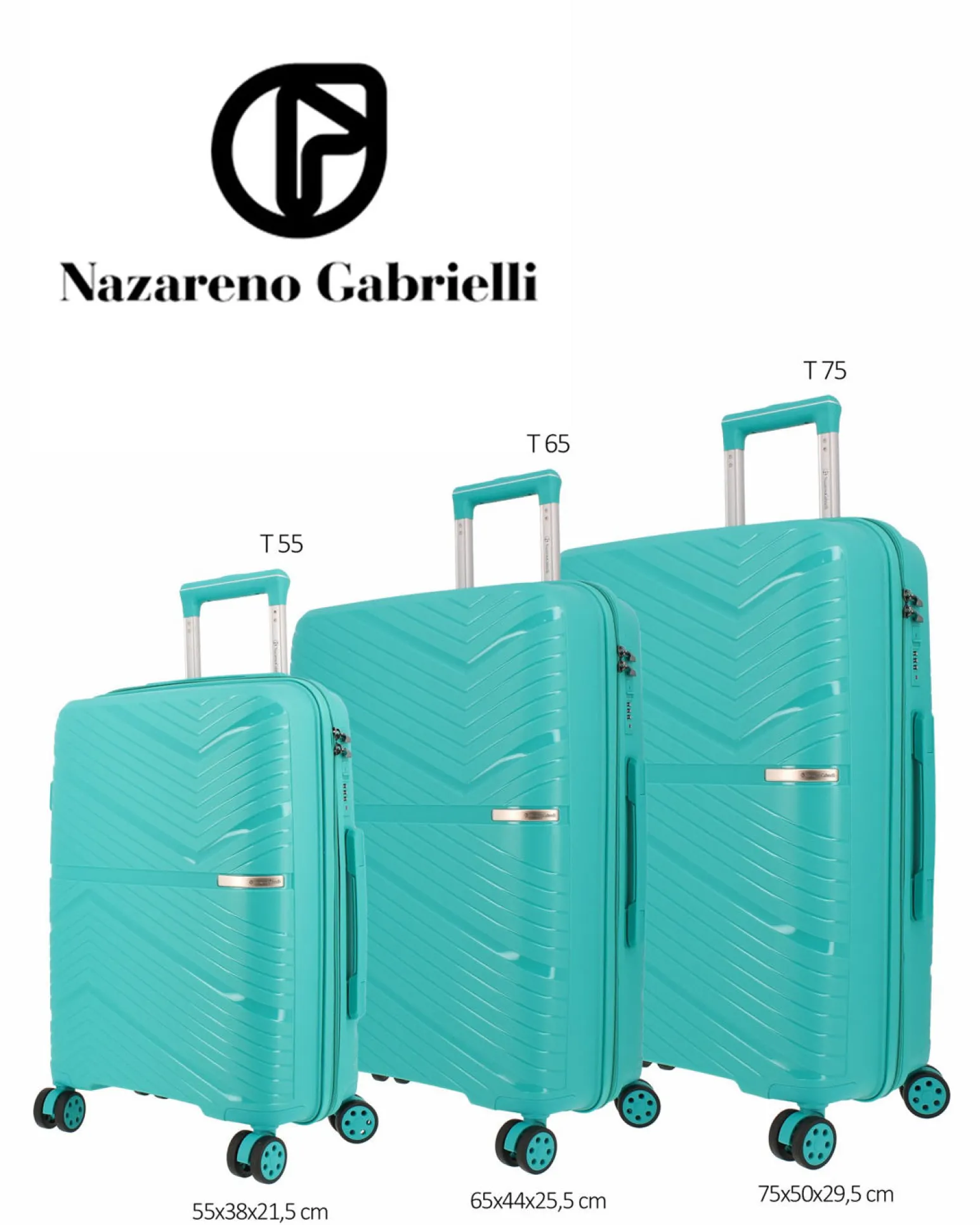 NAZARENO GABRIELLI - TROLLEY TURCHESE IN ABS 4 RUOTE