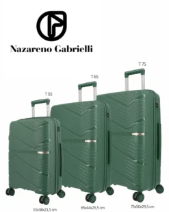 NAZARENO GABRIELLI - TROLLEY VERDE IN ABS 4 RUOTE