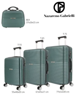 NAZARENO GABRIELLI - TROLLEY VERDE IN ABS 4 RUOTE