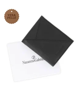 NAZZARENO GABRIELLI - Portafoglio nero da uomo in VERA PELLE