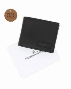NAZZARENO GABRIELLI - Portafoglio nero da uomo in VERA PELLE