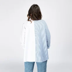 NEON &NYLON - CAMICIA DONNA MANICA LUNGA SVASATA A RICHE
