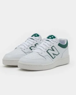 NEW BALANCE - Sneaker da uomo bianche e verdi in VERA PELLE con soletta Ortholite - 480