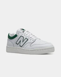 NEW BALANCE - Sneaker da uomo bianche e verdi in VERA PELLE con soletta Ortholite - 480