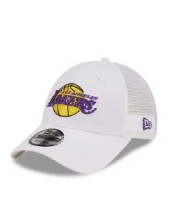 NEW ERA - Cappello regolabile bianco con pannello posteriore in mesh e logo Lakers- 9FORTY