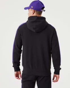 NEW ERA - Felpa nera e viola con cappuccio zip frontale e logo Lakers