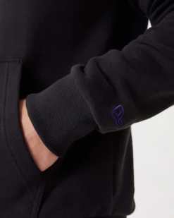 NEW ERA - Felpa nera e viola con cappuccio zip frontale e logo Lakers