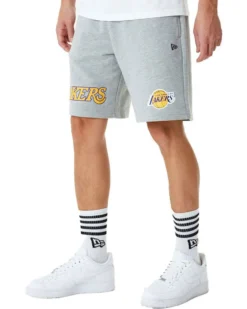 NEW ERA - Pantalone corto da uomo grigio con logo Lakers
