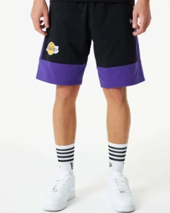 NEW ERA - Pantaloni corti neri e viola con logo Lakers
