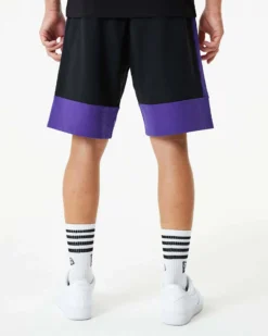 NEW ERA - Pantaloni corti neri e viola con logo Lakers