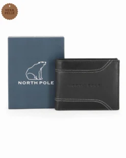 NORTH POLE - Portafoglio nero da uomo in VERA PELLE