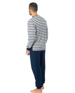 NOTTI MAGICHE - Pigiama da uomo blu a strisce modello ABRAMO, MADE IN ITALY