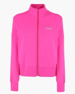 ONLY -  FELPA FULL ZIP FUXIA   CON LOGO STRASS DA DONNA, 10107