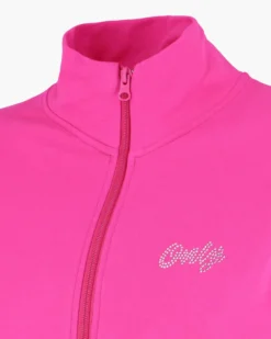 ONLY - FELPA FULL ZIP FUXIA CON LOGO STRASS DA DONNA, 10107