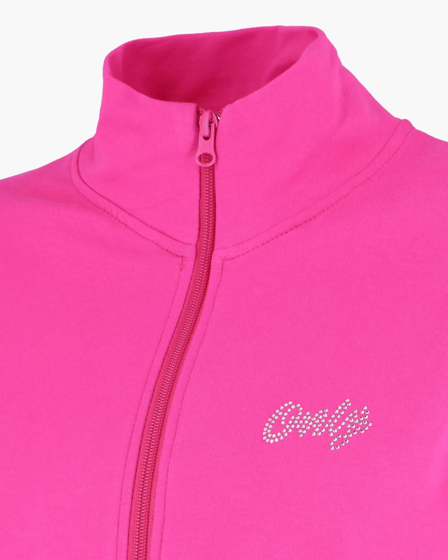 ONLY - FELPA FULL ZIP FUXIA CON LOGO STRASS DA DONNA, 10107