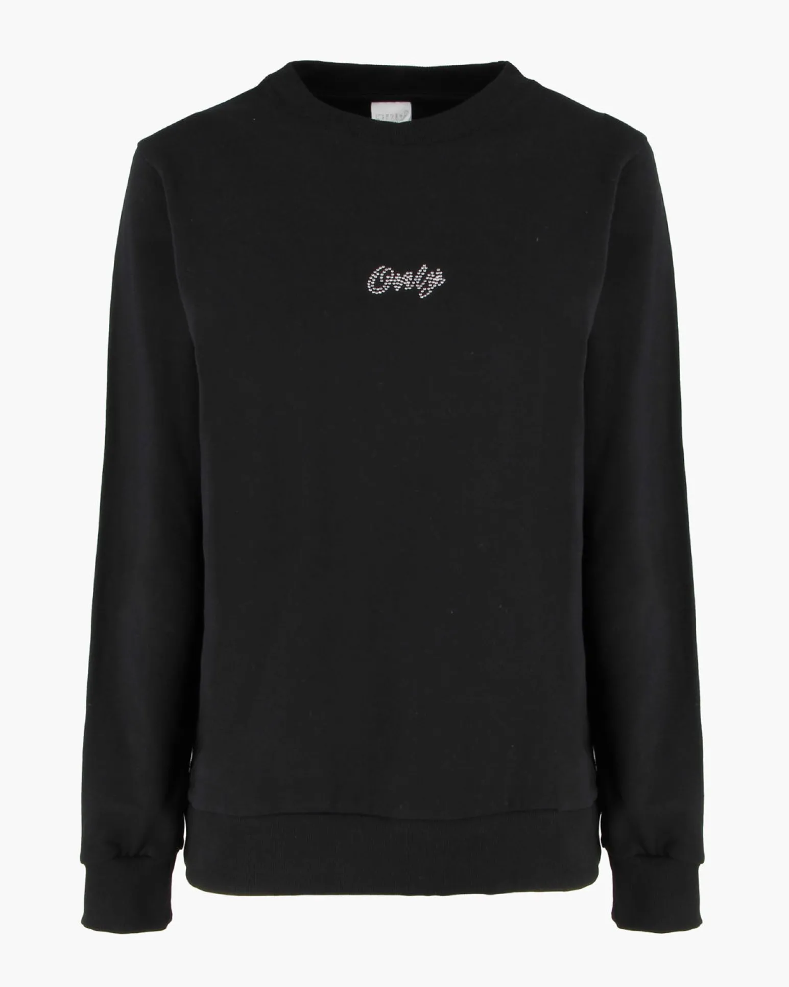ONLY - MAGLIA MANICA LUNGA NERA CON LOGO STRASS DA DONNA, 10114