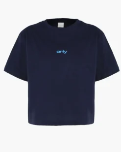 ONLY - T-SHIRT MEZZA MANICA BLU CON DETTAGLI CELESTI DA DONNA - 10100