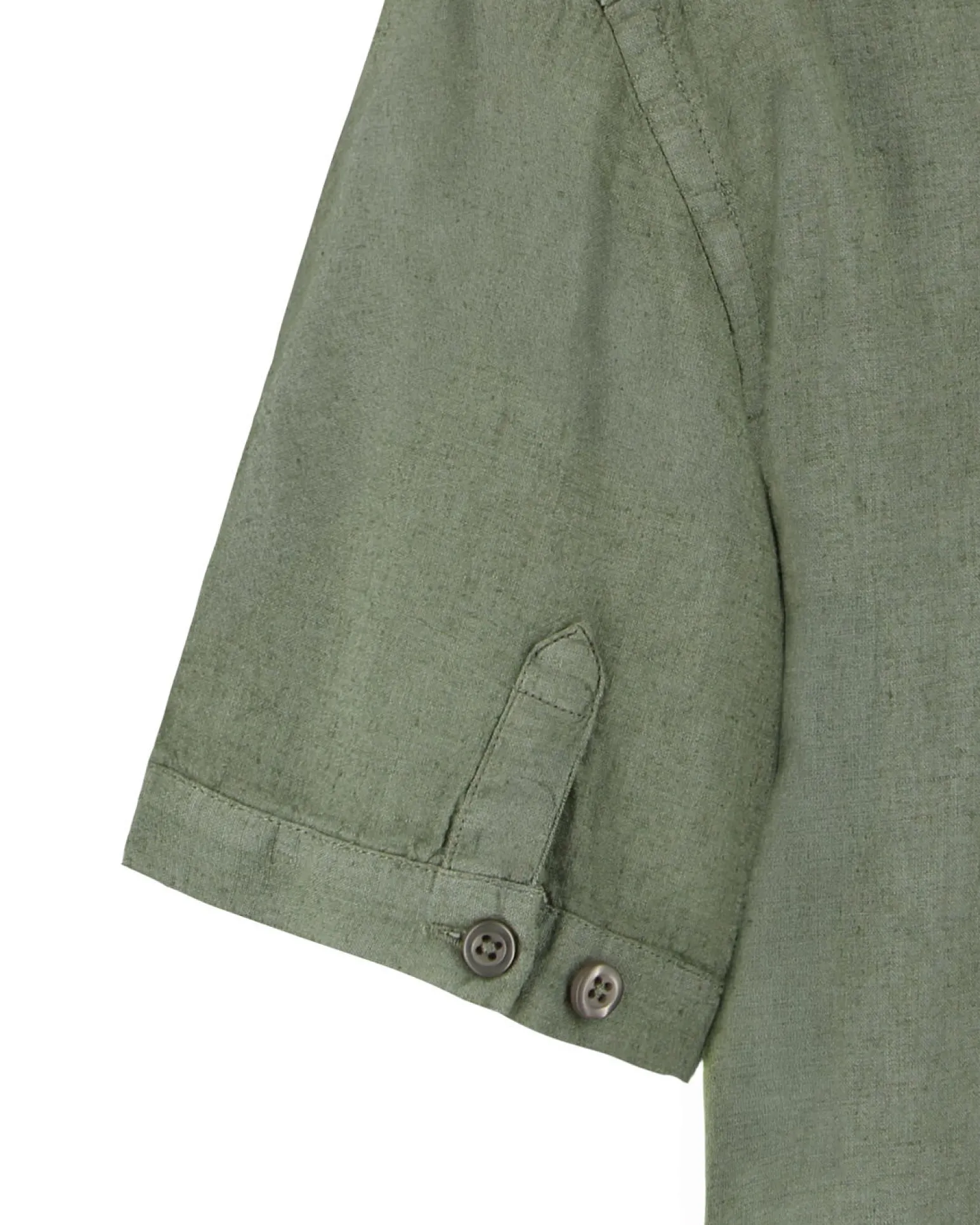 ON SPIRIT - Camica mezza manica collo classico verde militare lino-viscosa