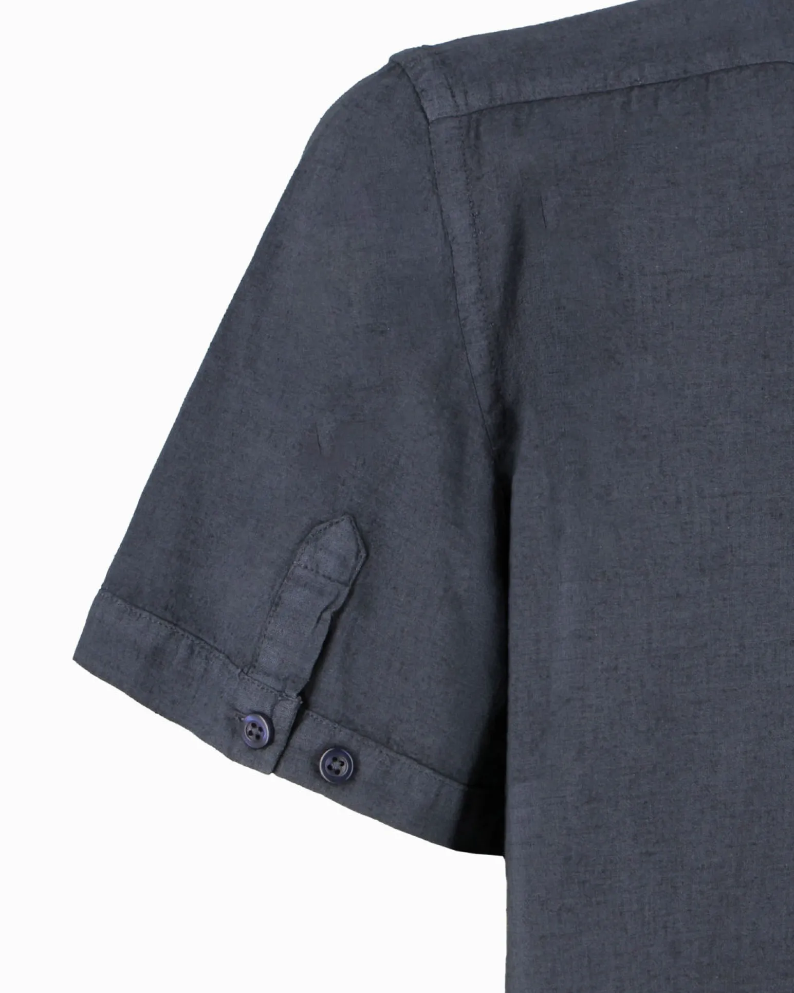 ON SPIRIT - Camica mezza manica collo classico blu lino-viscosa