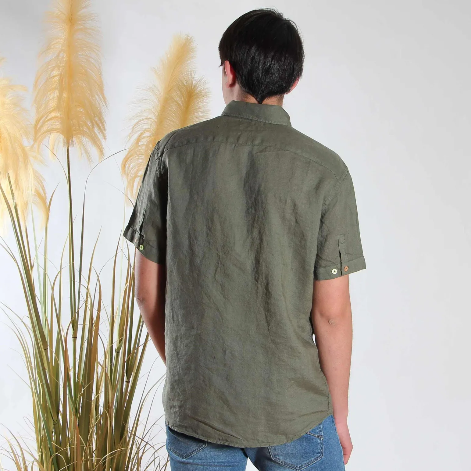 ON SPIRIT - CAMICIA MANICA CORTA LINO BOTTON DOWN
