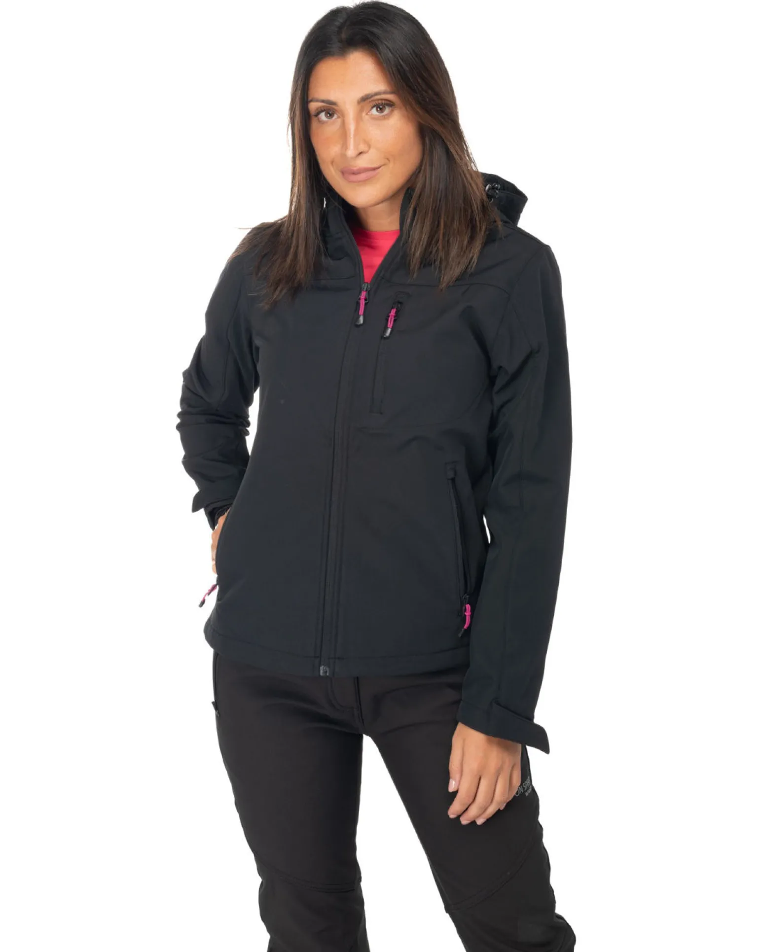 ON SPIRIT - GIACCA DONNA CON CAPPUCCIO SOFTSHELL NERA - CLELIA