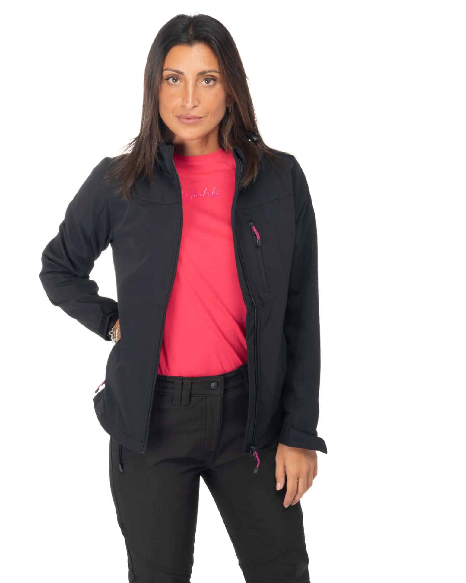 ON SPIRIT - GIACCA DONNA CON CAPPUCCIO SOFTSHELL NERA - CLELIA